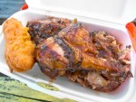 Jerk chicken and festival fritters from Antigua