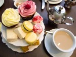 A spread of afternoon tea, with scones and sweets, from Bea's of Bloomsbury in London, England
