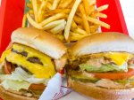 In-N-Out burgers with fries in Los Angeles. 