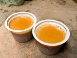 Two cups of masala chai from an Old Delhi tea stall in Delhi, India.