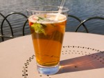 A Pimm's Cup cocktail at Serpentine Lake in London, England