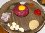 A platter of tatarak, a raw beef dish similar to French tartare, at U Pinkasu in Prague, Czech Republic